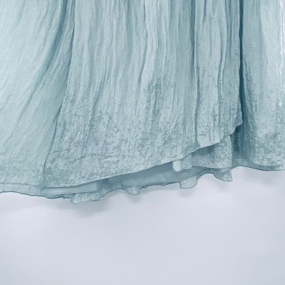 Vince Asymmetric Crinkle Mint Blue Midi Crinkle Skirt NWT Size Medium MSRP $325 - Picture 13 of 15